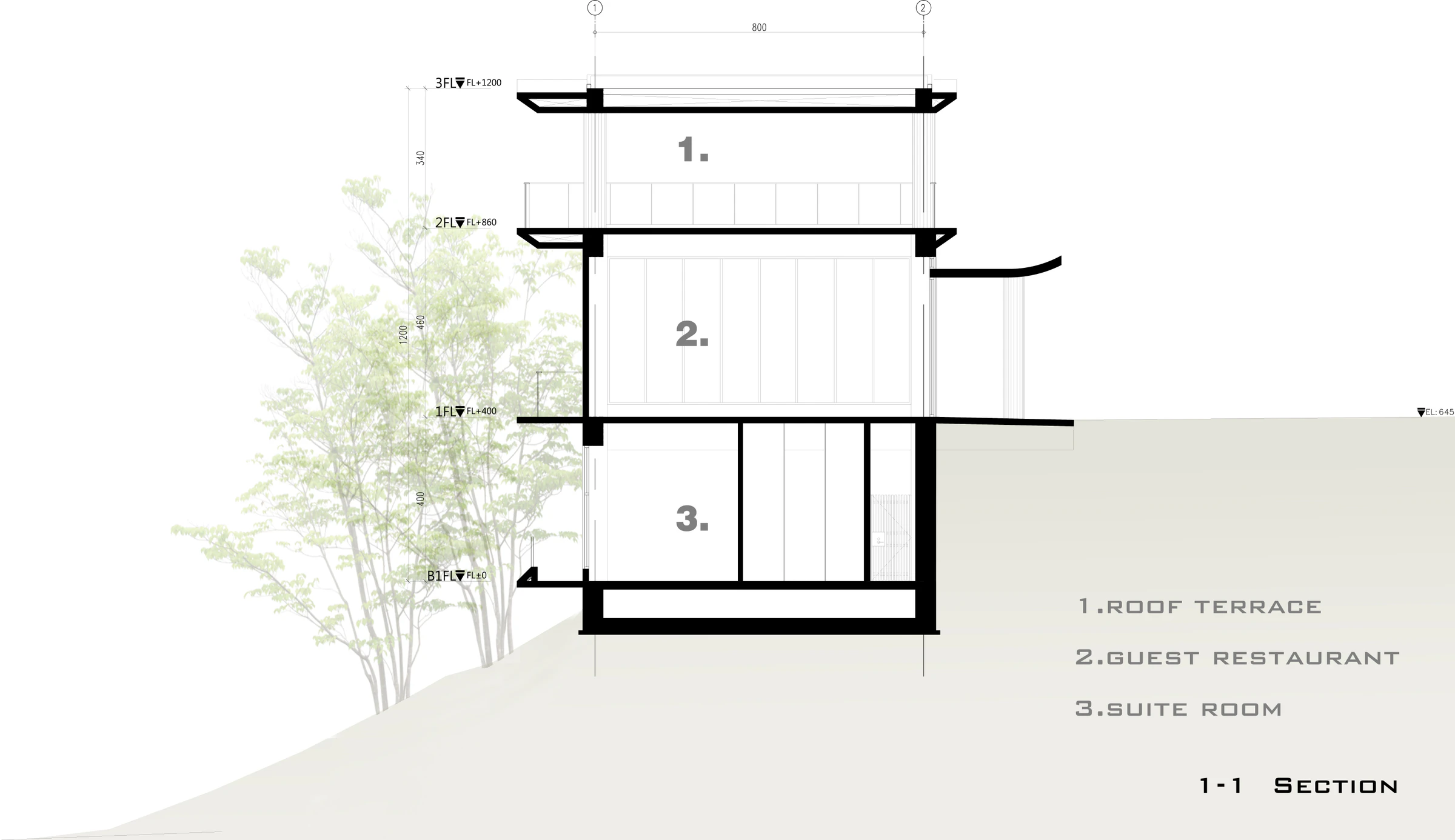 隱山林居建築剖面圖