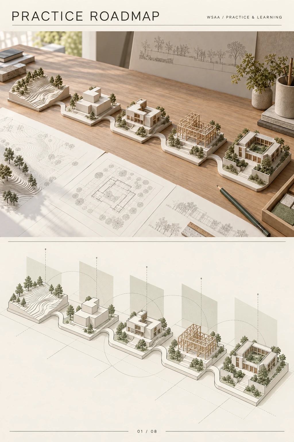 教程一：WSAA 建築專案全生命週期地圖：AI 生成建築線條圖解